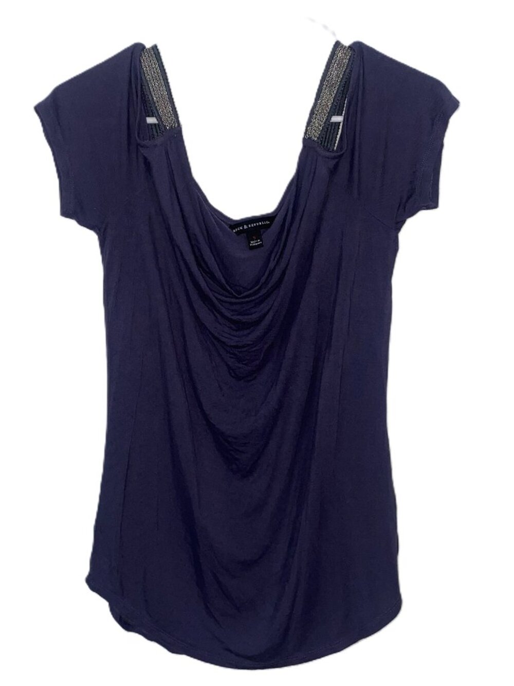 Y2K Off Shoulder Cowl Neck Purple Top Draped Chic Spring Summer Soft S Fit Style